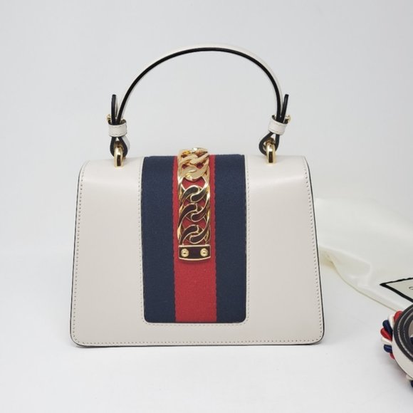 100% Auth Gucci Sylvie Mini White CrossbodyBag New - Picture 3 of 8